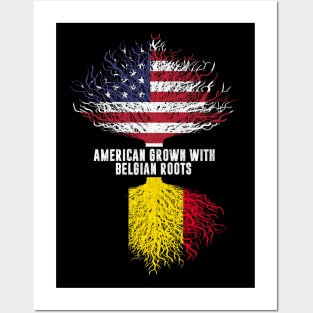 American Grown with Belgian Roots USA Flag Posters and Art